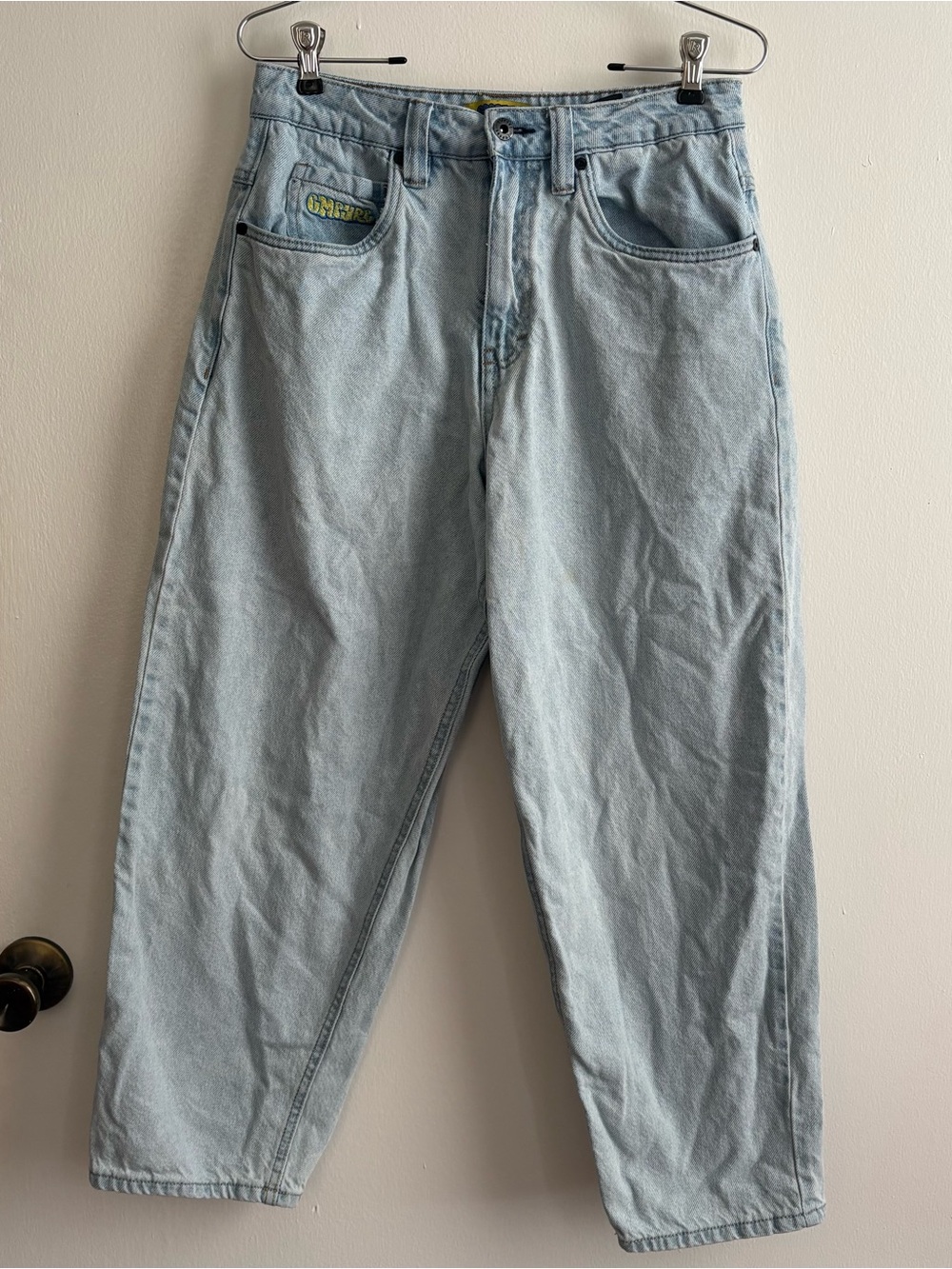 Empyre Relaxed Fit Light Wash Denim Skater Jeans Drawstring 5-Pocket Logo 28